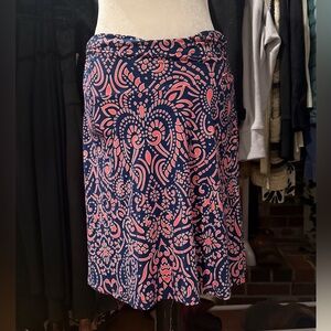 Cynthia Rowley Navy and Pink A-Line Skirt